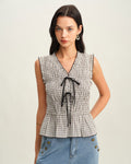 Plaid Bowknot Tank Top in Black