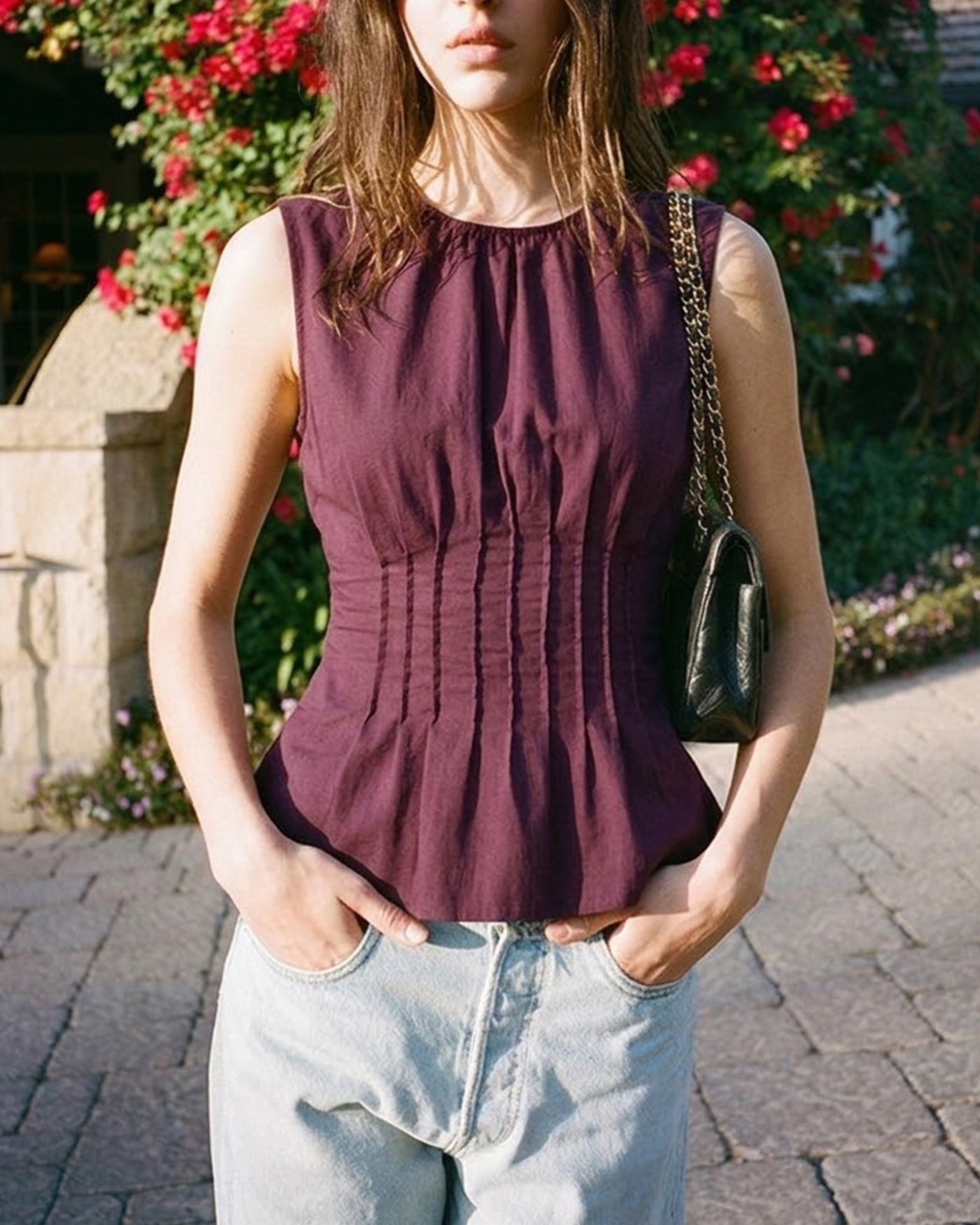Lavender Gathered Tank Top