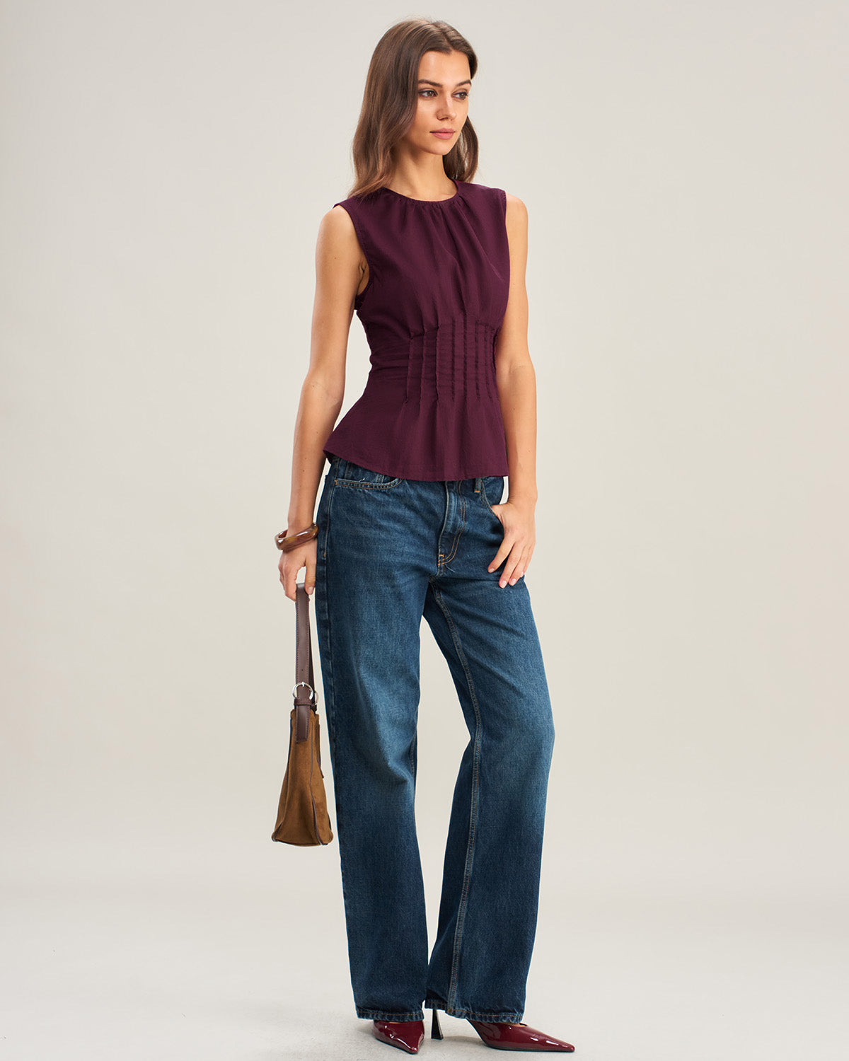 Lavender Gathered Tank Top