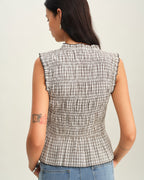 Plaid Bowknot Tank Top in Black