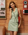 Single Breasted Green Collar Vest