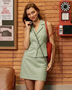 Single Breasted Green Collar Vest