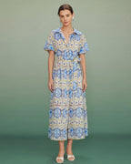 Floral Print Midi Dress with Collar