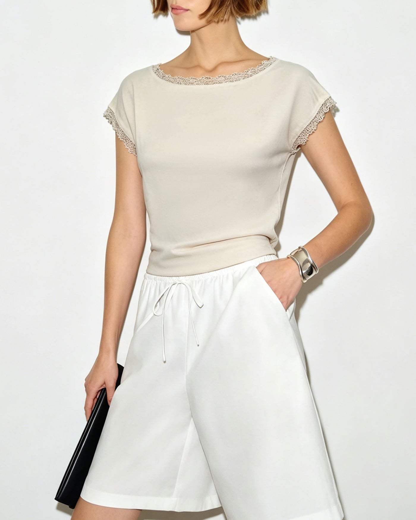 Apricot Boat Neck Colorblock Tank Top