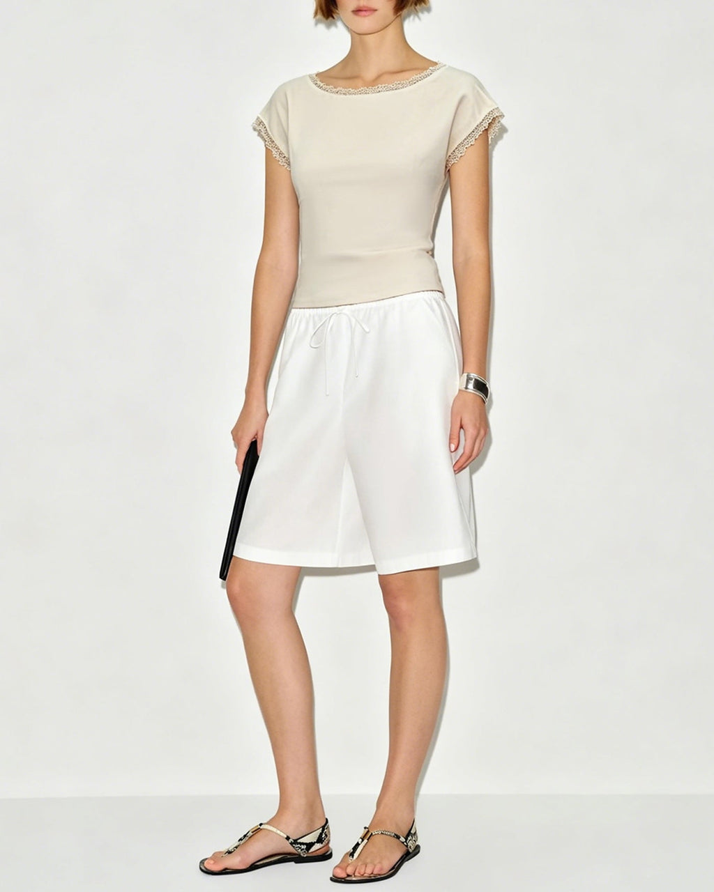 Apricot Boat Neck Colorblock Tank Top
