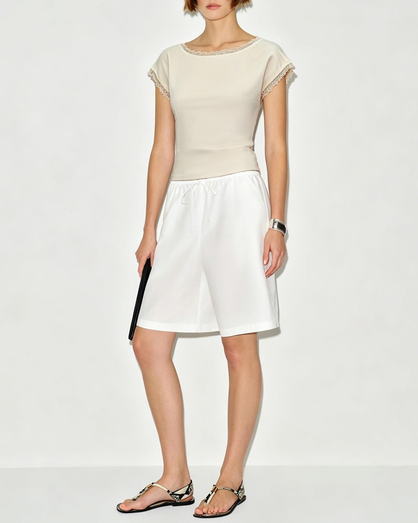 Apricot Boat Neck Colorblock Tank Top