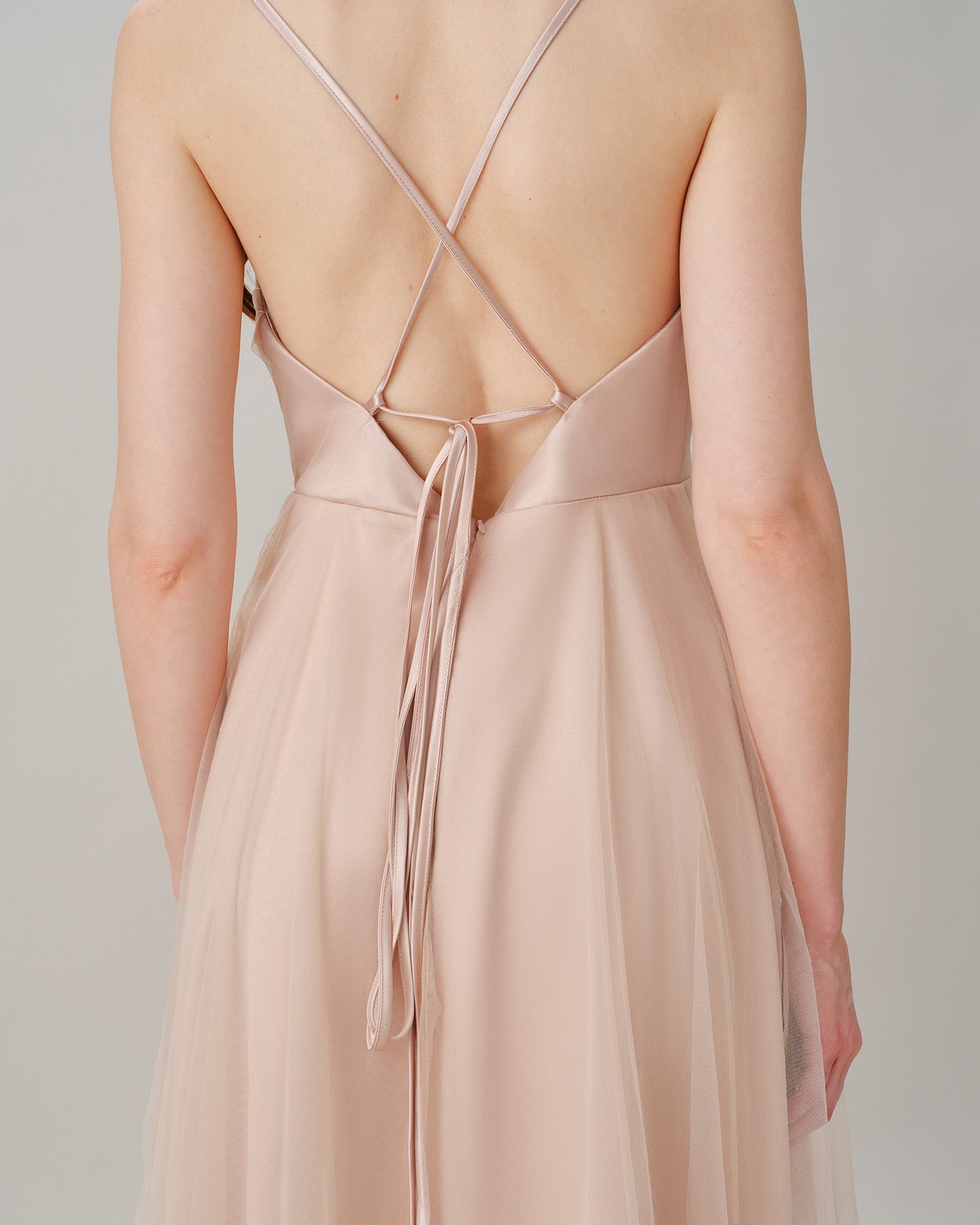 Flowy Midi Dress with Pleated Apricot Slip