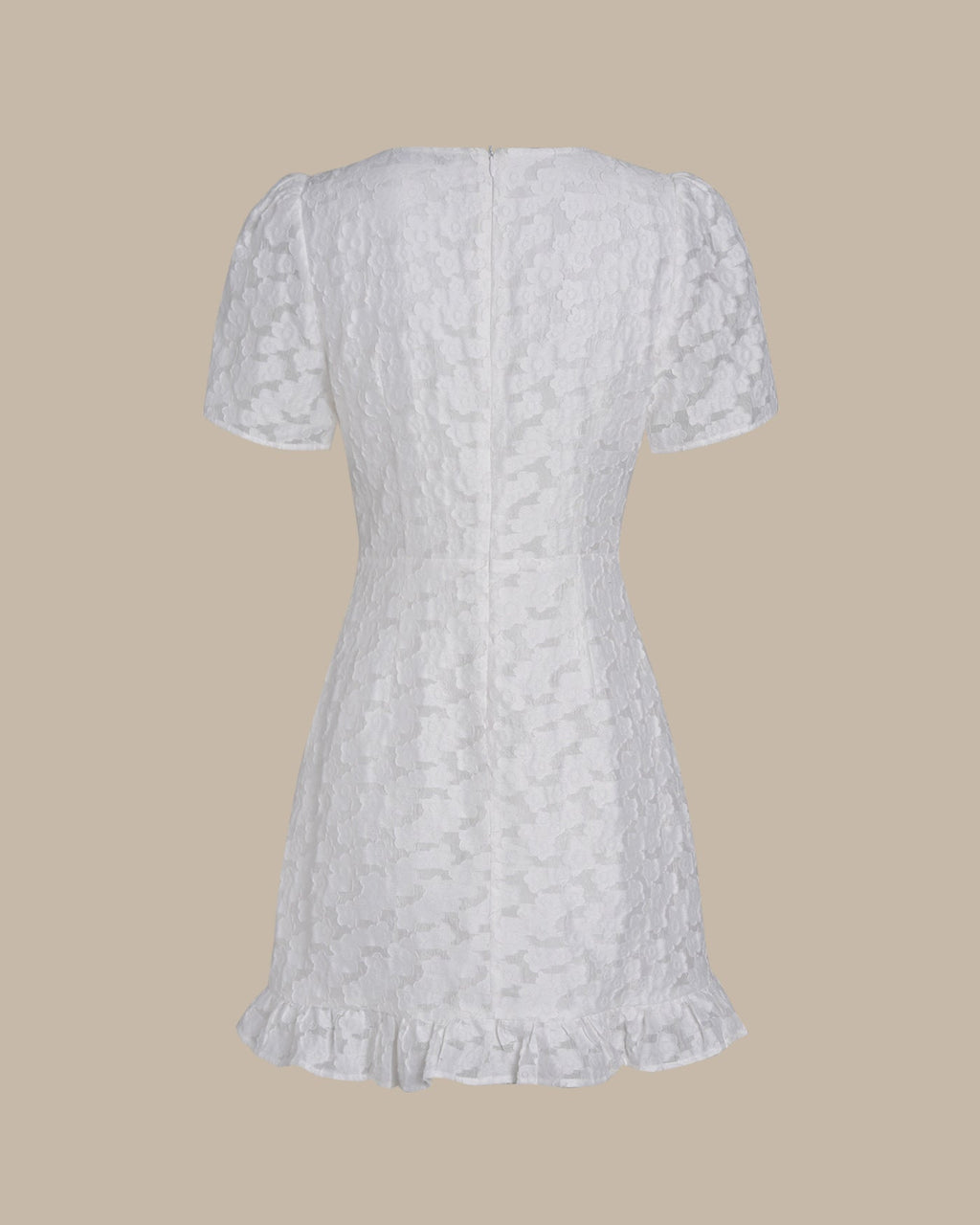 White V-Neck Jacquard Mini Dress