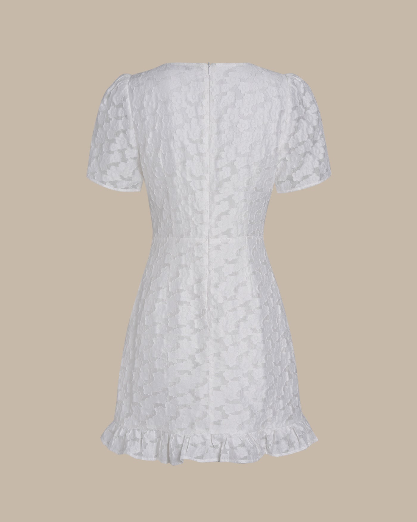 White V-Neck Jacquard Mini Dress