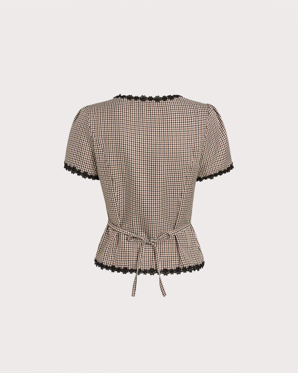 Plaid Square Neck Blouse in Coffee