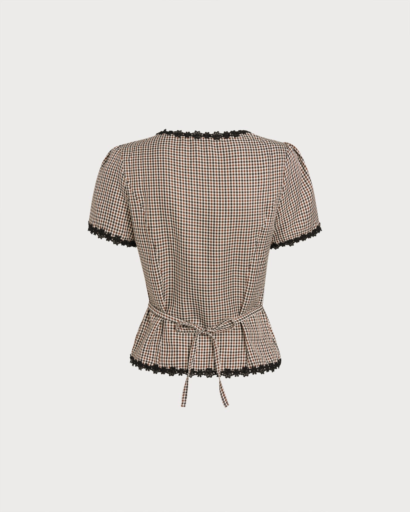 Plaid Square Neck Blouse in Coffee
