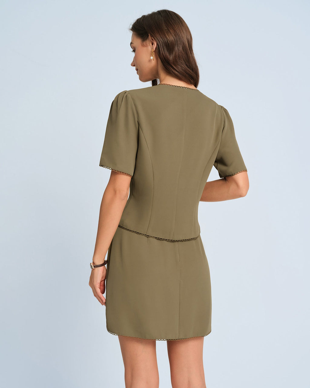 Khaki Balloon Sleeve Top