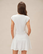 White Cap Sleeve Button-Up Top