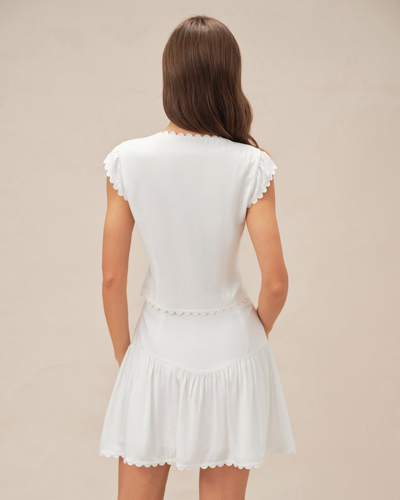 White Cap Sleeve Button-Up Top