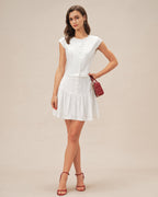 White Cap Sleeve Button-Up Top