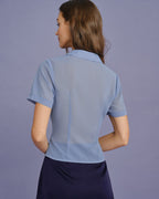 Chiffon Blouse with Blue Collar Detail
