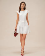 White Cap Sleeve Button-Up Top