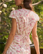 Embroidered Floral Button-Up Blouse in Pink