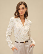 Floral Apricot Collar Blouse