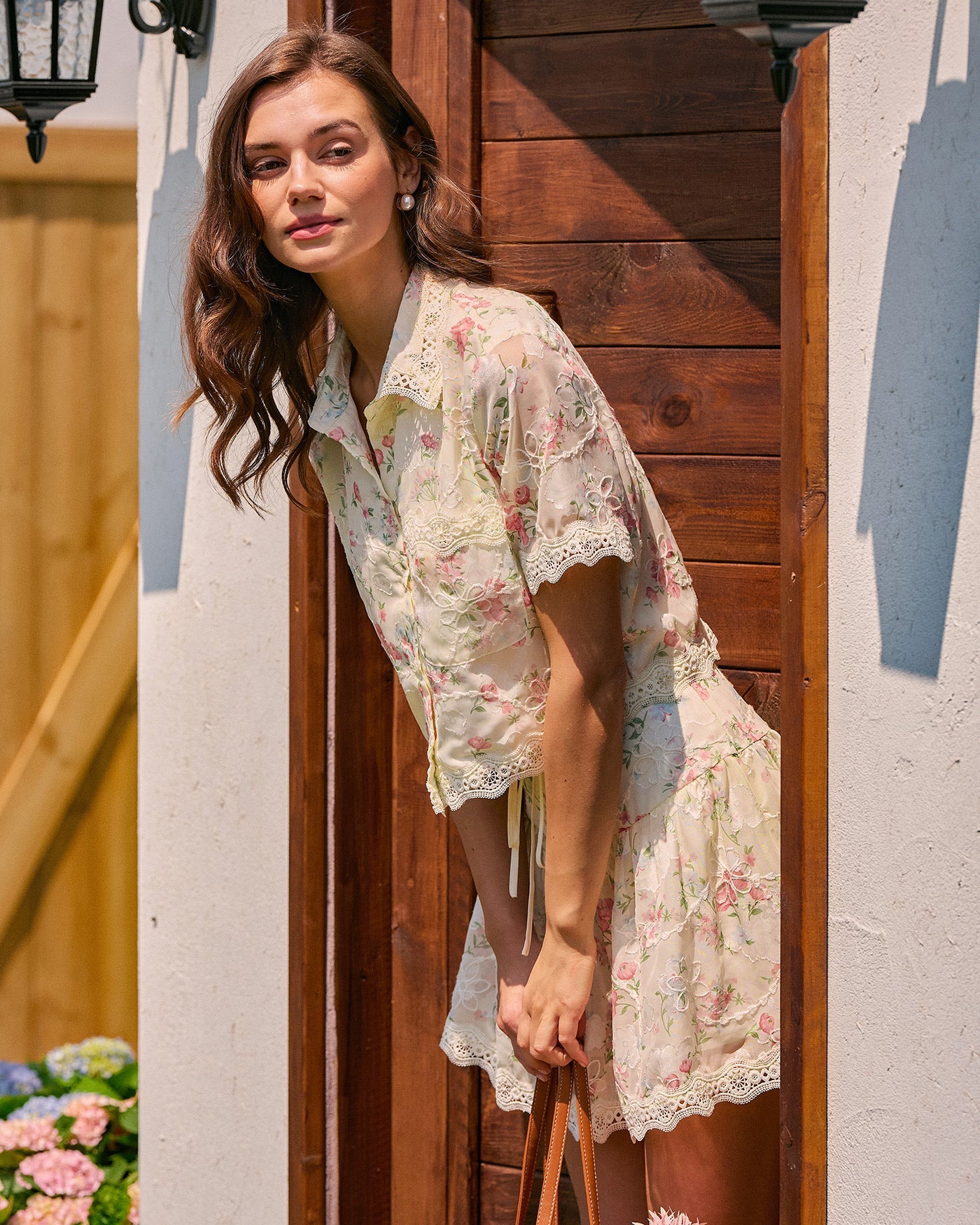 Floral Lace Blouse with Pocket Details