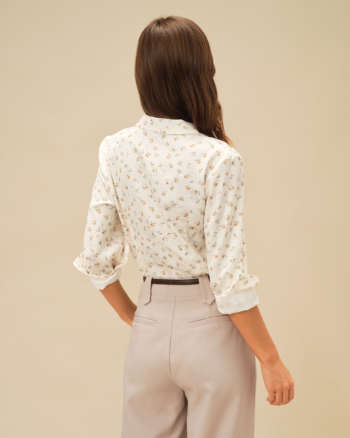 Floral Apricot Collar Blouse