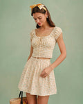 Floral Yellow Square Neck Top