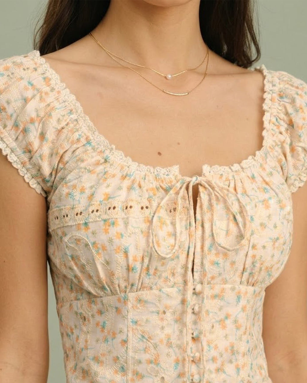 Floral Yellow Square Neck Top