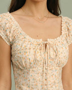 Floral Yellow Square Neck Top