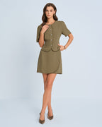 Khaki Balloon Sleeve Top