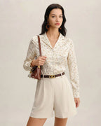 Floral Apricot Collar Blouse