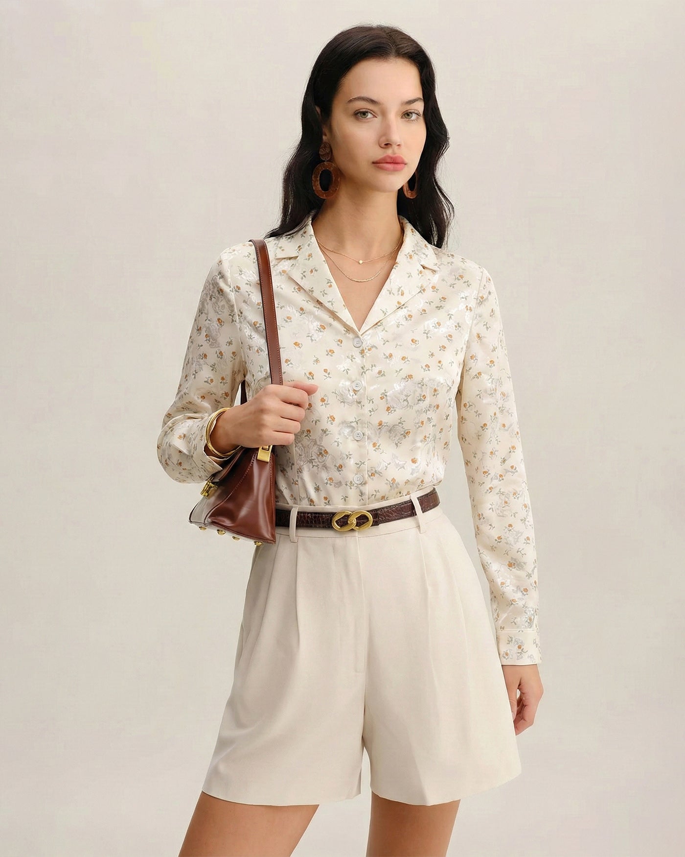 Floral Apricot Collar Blouse