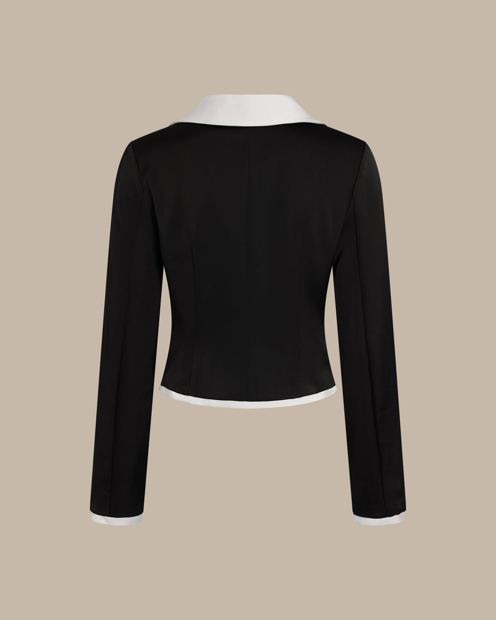 Elegant Satin Blouse with Black Collar