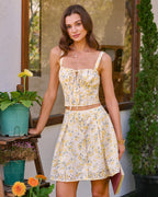 Embroidered Yellow Sweetheart Neck Camisole