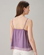 V-Neck Ruffled Chiffon Cami in Purple