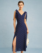 Navy Polka Dot V-Neck Cami Top