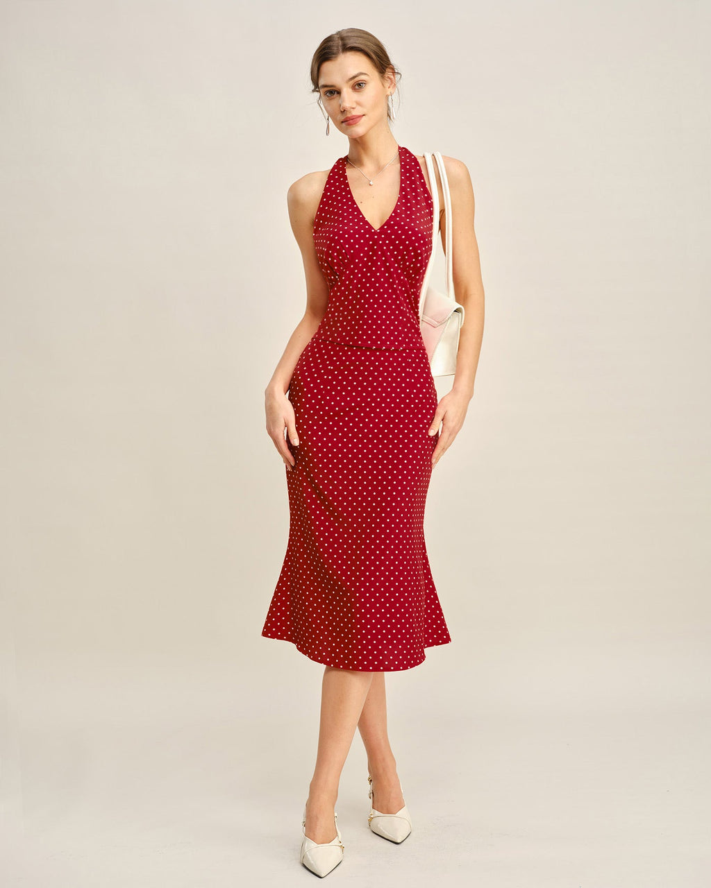 Red Polka Dot Halter Neck Cami