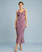 Floral Ruffle Camisole in Purple with V-Neck