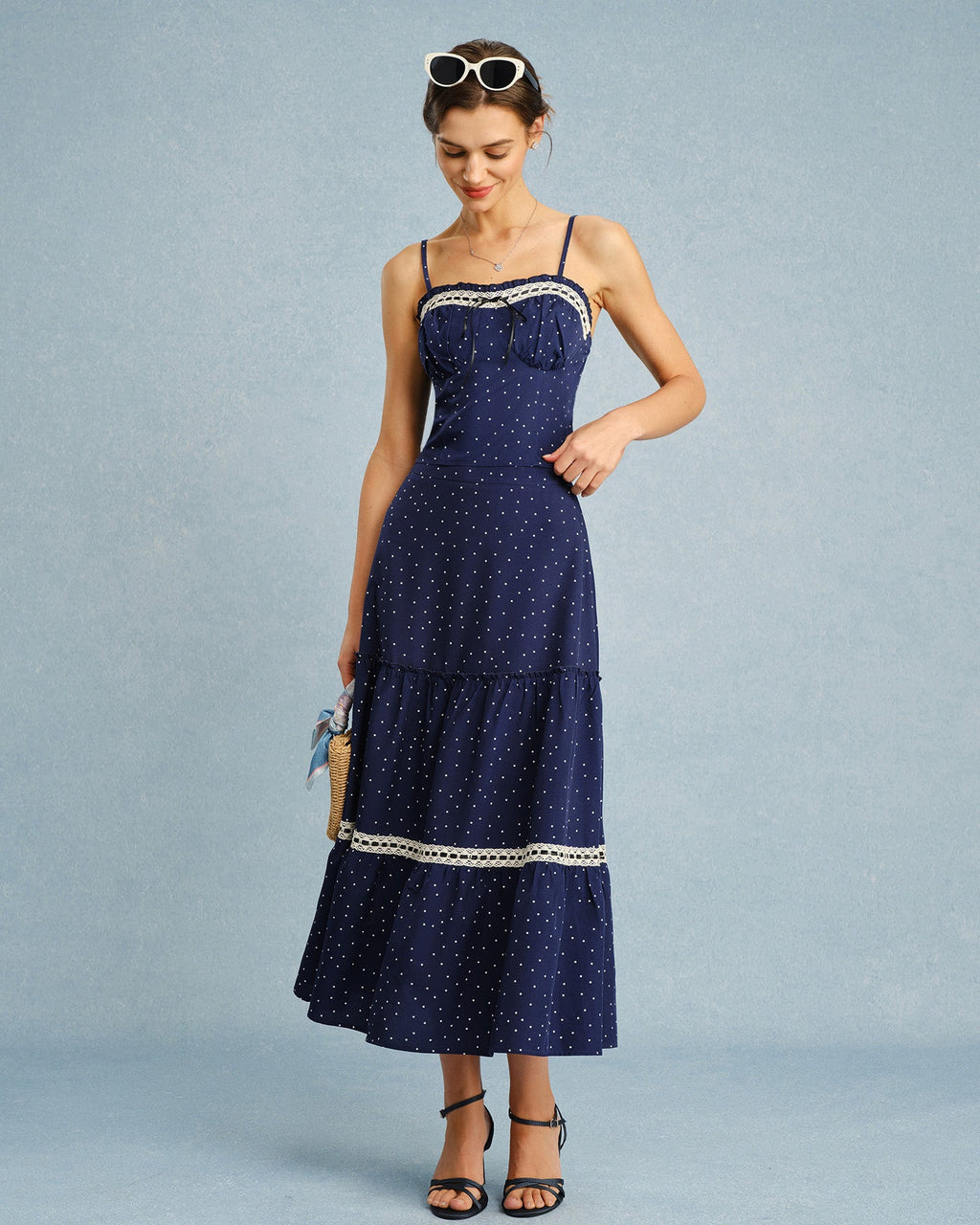 Navy Polka Dot Bow Tie Camisole