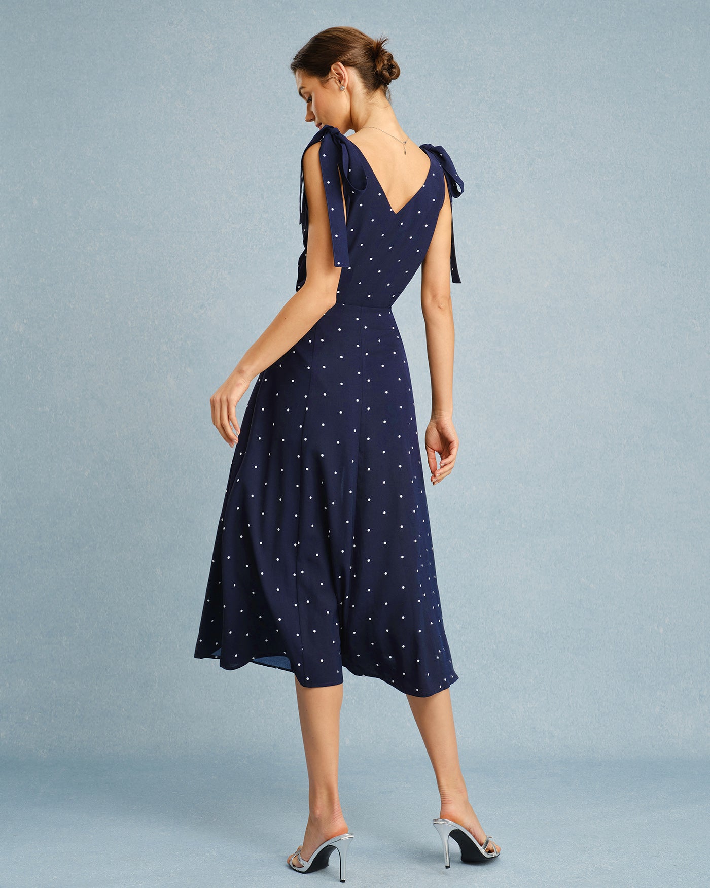 Navy Polka Dot V-Neck Cami Top