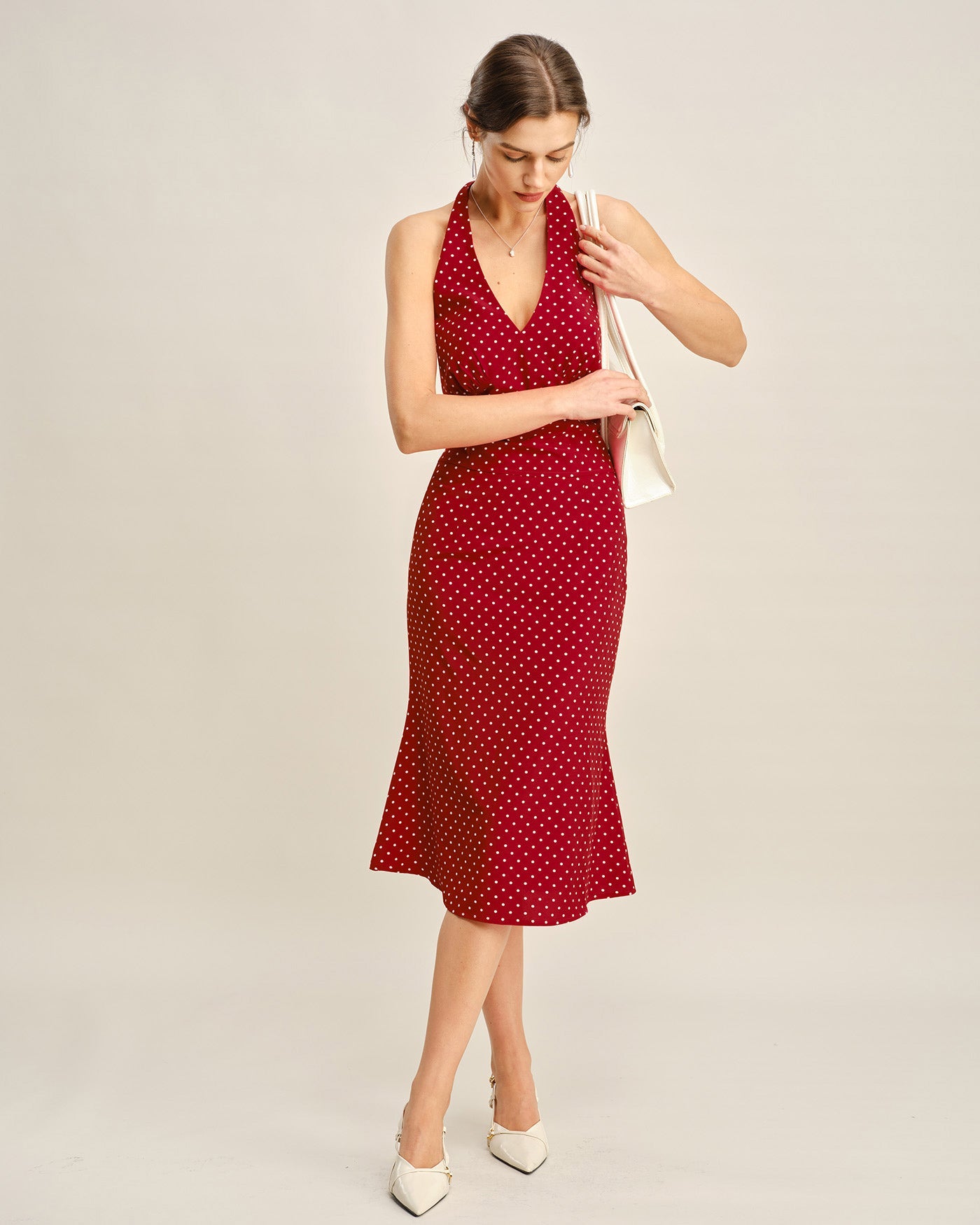 Red Polka Dot Halter Neck Cami
