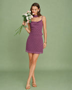 Chiffon Cami Top with Purple Polka Dots