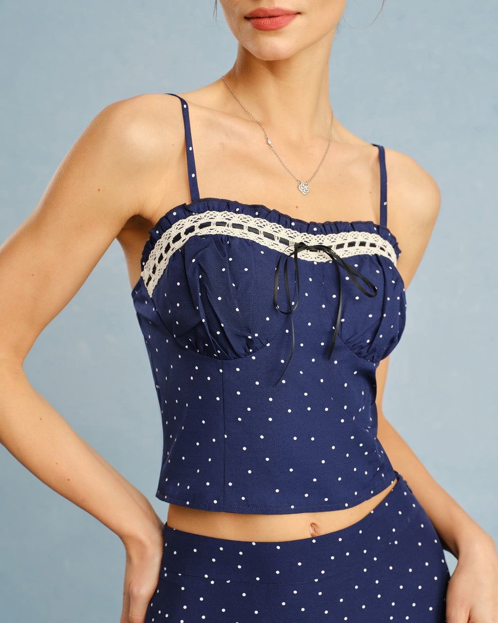 Navy Polka Dot Bow Tie Camisole