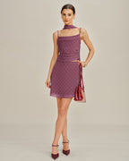 Chiffon Cami Top with Purple Polka Dots