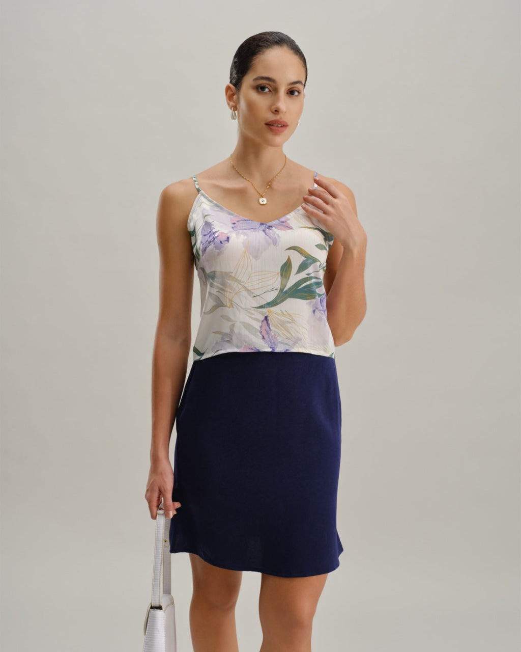 Backless Camisole with Green Floral Print