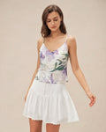 Backless Camisole with Green Floral Print