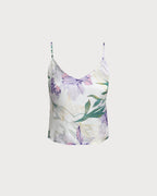 Backless Camisole with Green Floral Print