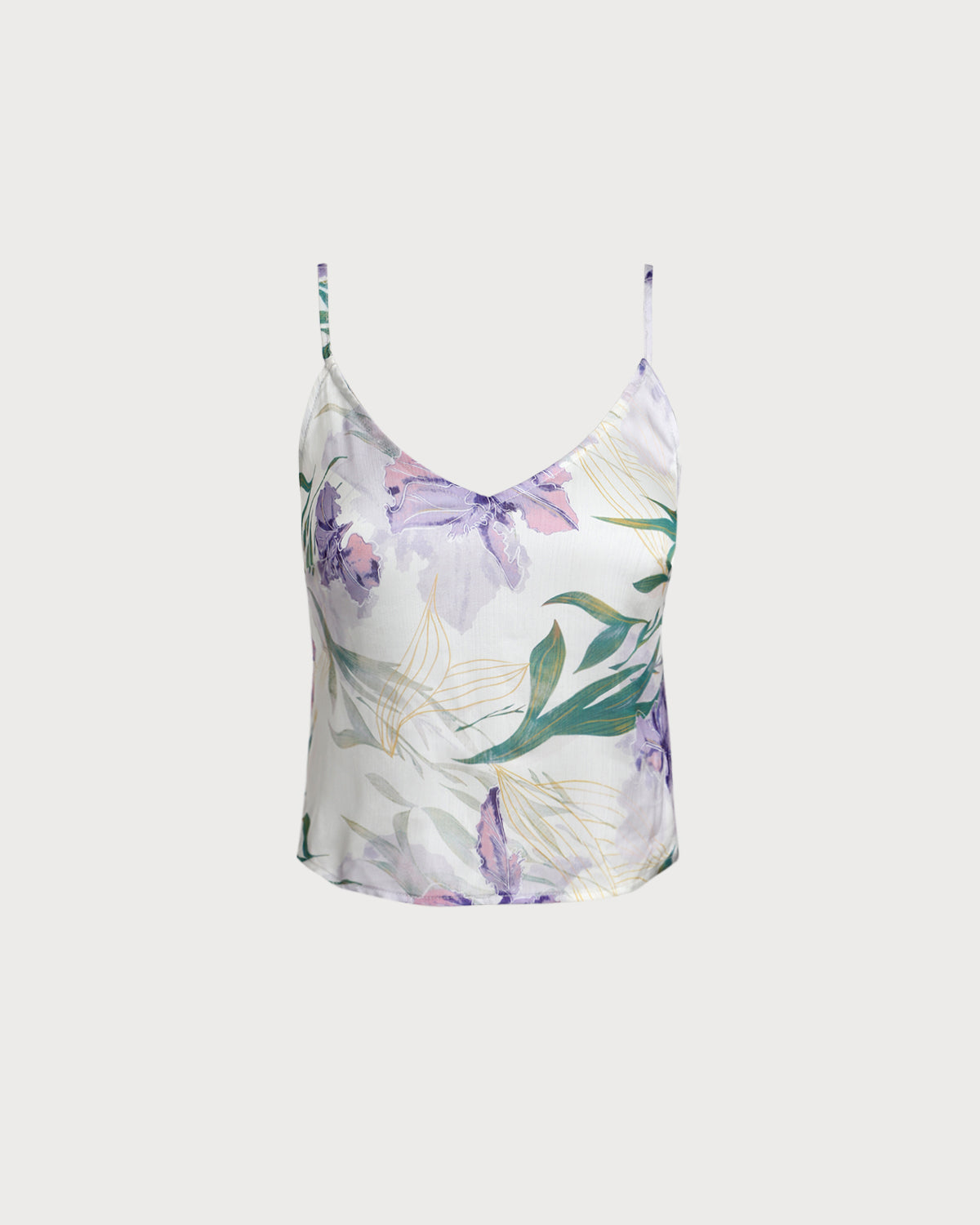 Backless Camisole with Green Floral Print