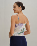 Backless Camisole with Green Floral Print