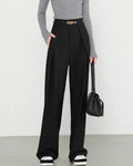 Straight-Leg Black Natural High-Waist Trousers