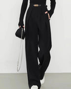 Straight-Leg Black Natural High-Waist Trousers
